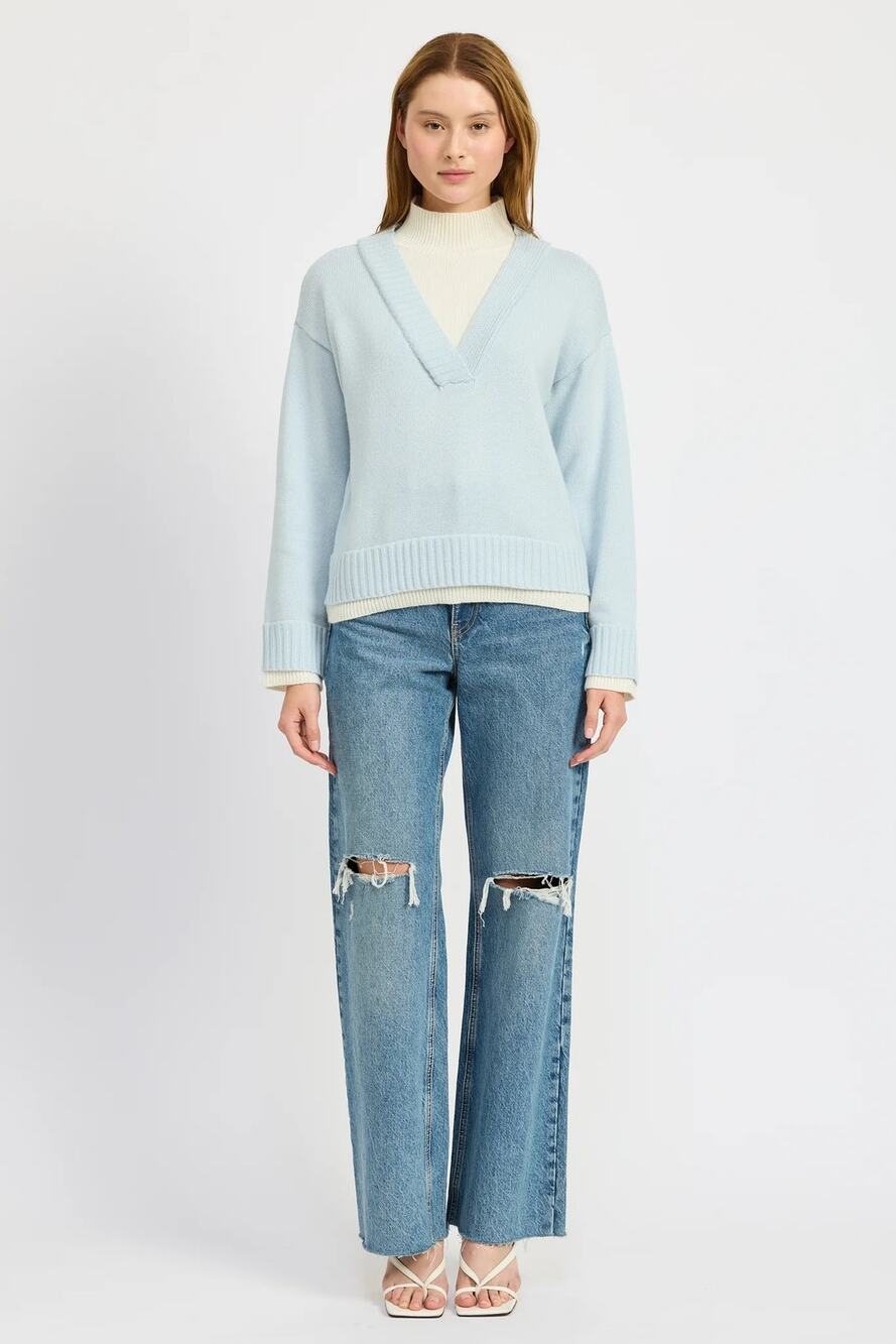 En Saison Ayden Sweater Top Ice Blue XS NWT